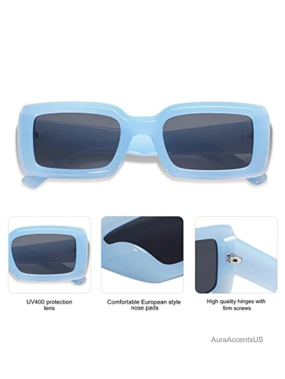 Rectangular Sunglasses for Women Men UV400 Protection Oversized Frame